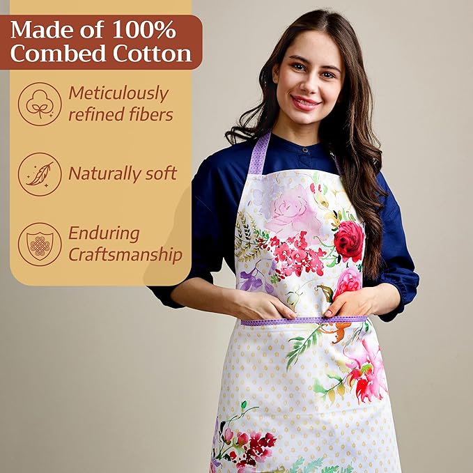 Maison d' Hermine 100% Cotton Apron for women with Pocket Kitchen Chef Apron for Men Cooking Mothers Day Gifts