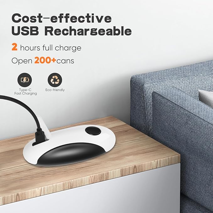 Electric Can Opener, Can Opener Electric Fits All Can Sizes, One Touch USB Rechargeable Automatic Can Opener for Kitchen and Seniors with Arthritis, Chef, Portable Kitchen Gadgets