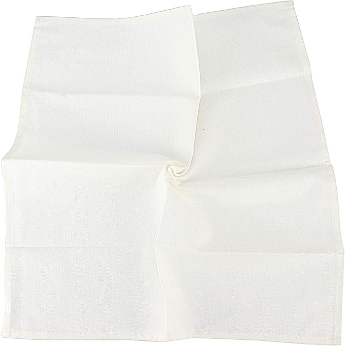 Solid Color Cotton Blended Dinner Cloth Napkins - Set of 12 (17 x 17 inches) - for Events & Home Use (Cream White)