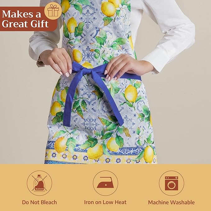 Maison d' Hermine 100% Cotton Apron for women with Pocket Kitchen Chef Apron for Men Cooking Mothers Day Gifts