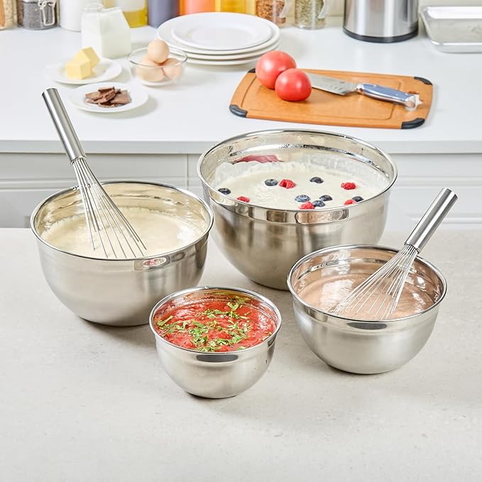 Met Lux 12 x 2.5 x 2.5 Inch Baking Whisk With Ergonomic Handle - Dishwashable Stainless Steel Whisk For Whipping Or Cooking