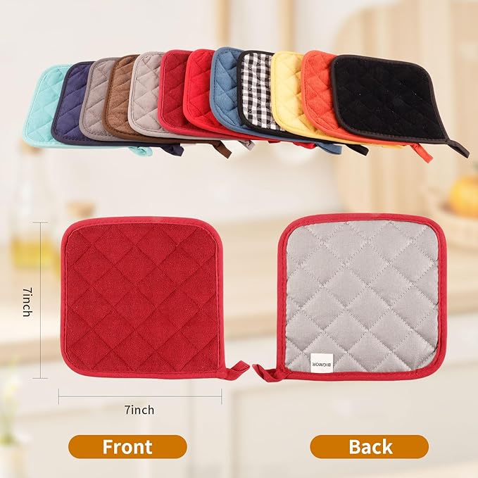 5 Pack Pot Holders for Kitchen Easy-Care Cotton Machine Washable hot Pads for Kitchen for Cooking and Baking Oven Burgundy