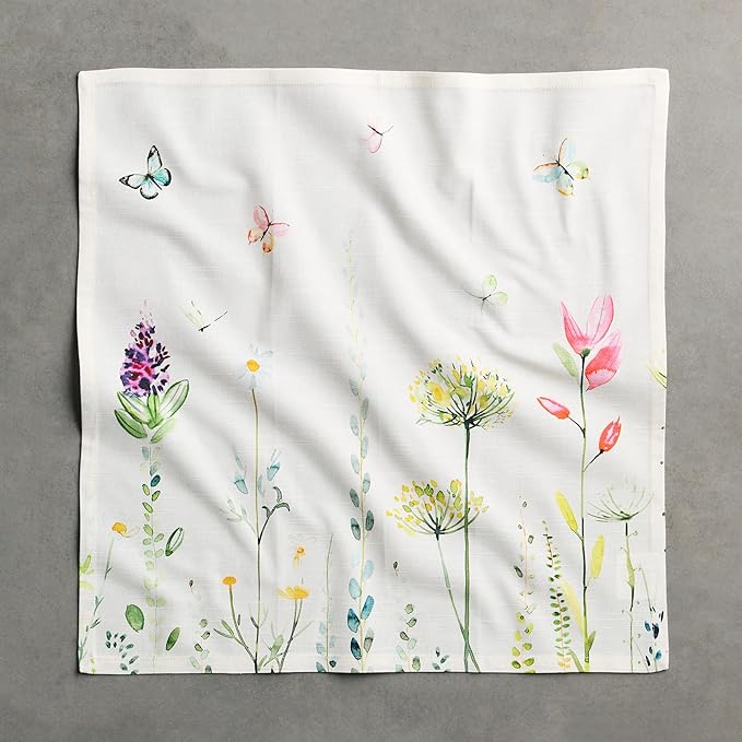 Maison d' Hermine Cloth Napkins Set of 4 100% Cotton Everyday Reusable Square Napkins Cloth Washable Dinner Wedding Restaurant Gifts for Mothers Day Spring/Summer (Botanical Fresh, 20" x 20")