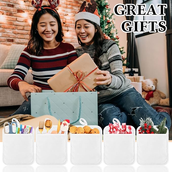 Hoolerry 20 Pieces Pot Holders with Pocket Sublimation 7x9'' Cotton Oven Pot Holders Bulk with Hanging Loops Pads for Kitchen Cook Baking (White)