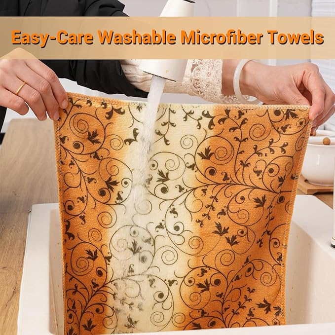 YUA Microfiber Cleaning Cloth 12 Pack,Microfiber Towels Cleaning,Microfiber Towels for Cars,Absorbent Dish Washing Cloth,Reusable Cleaning Cloths Lint Free (Green Vine)
