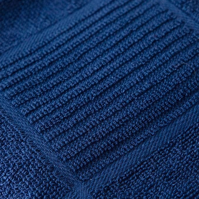 T-fal Solid & Checked Parquet Kitchen Towels: Highly Absorbent, Super Soft Long Lasting - 100% Cotton, 16"x26" Dish Towels for Cleaning & Drying Dishes, Pans, Glassware, or Countertops, (2-Pack), Blue