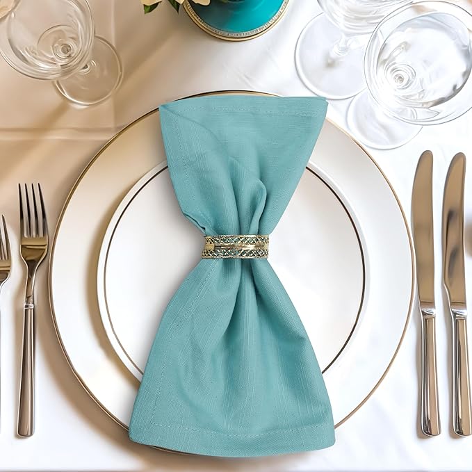 Urban Villa Easter Dinner Napkins Solid Slub Set of 6 Aqua Color Dinner Napkins Over Sized 20X20 in Cloth Napkins Cotton Cloth Napkins Premium Quality with Mitered Corners Ultra Soft DinnerNapkins