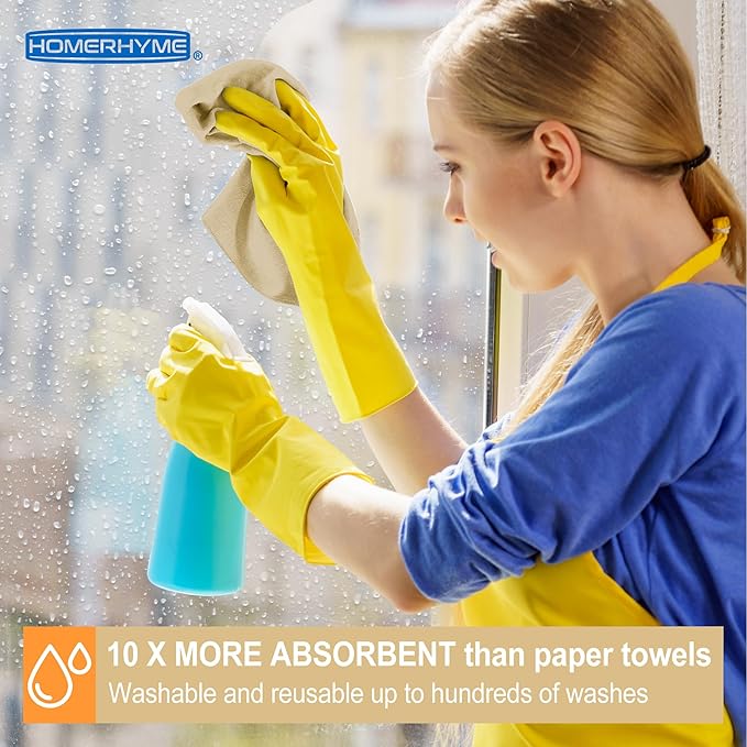 Microfiber Cleaning Cloth, 12 Pack Biege Cleaning Rags,12" X 11" Lint Free Dish Towels Wash Cloths, Reusable Microfiber Towels for Home and Kitchen Bathroom Apartment Cleaning Supplies