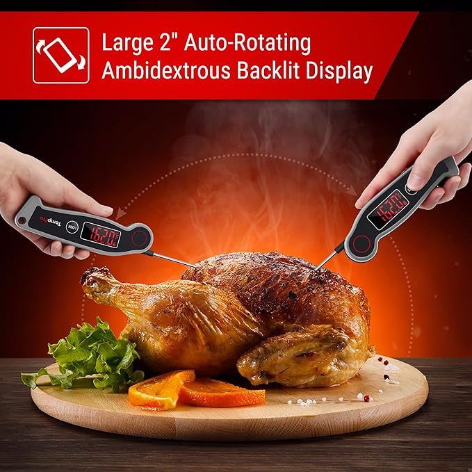 TempPro TP19 Waterproof Digital Meat Thermometer for Grilling with Ambidextrous Backlit & Thermocouple Instant Read Kitchen Cooking Food Thermometer for Candy Water Grill Smoker (Previously ThermoPro)