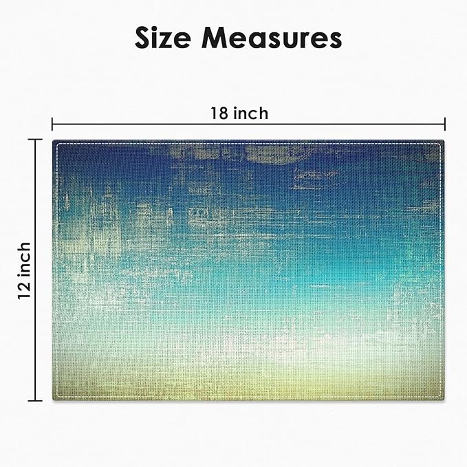 Emvency Farmhouse Placemats Set of 4, Abstract Blue and Green Vintage Art Painting 12x18 Inch Table Mats for Outdoor Home Party Kitchen Dining Decoration