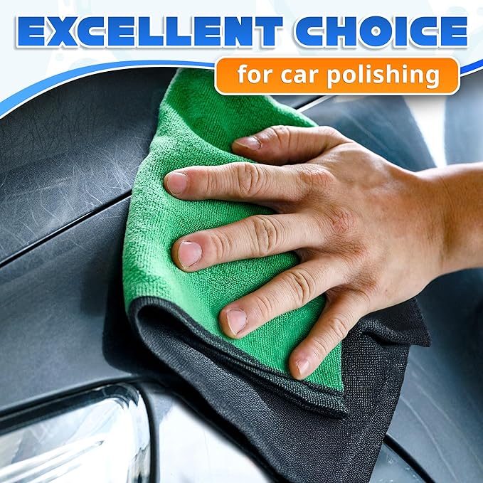 5 Pcs Thick Microfiber Cleaning Cloth – Dual-Layer Cleaning Rags, High-Tensile GSM 600 Fabric, Crafted for Effective Use – 11.8x11.8 Inches Microfiber Towels for Car Detailing, Window, Glass and House