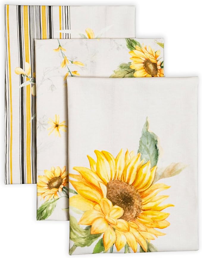 Maison d' Hermine Kitchen Towels Set of 3 100% Cotton 27.50" x 20" Reusable Cloth Tea Dish Towels Absorbent with Hanging Loop for Kitchen Gifts for Mothers Day Spring/Summer (Candice)