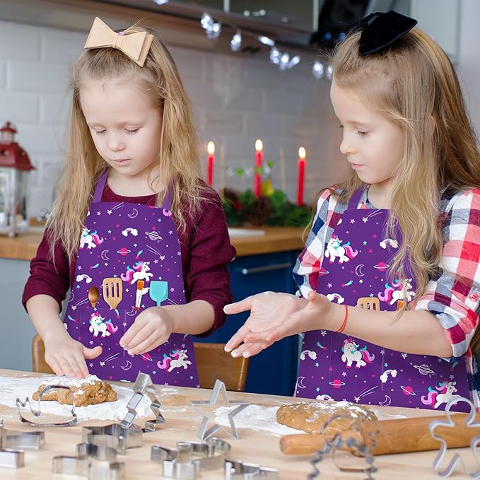 Kids Chef Hat and Apron, Adjustable Kids Aprons with Pocket Girls Boys Kitchen Toddler Aprons for Cooking Baking