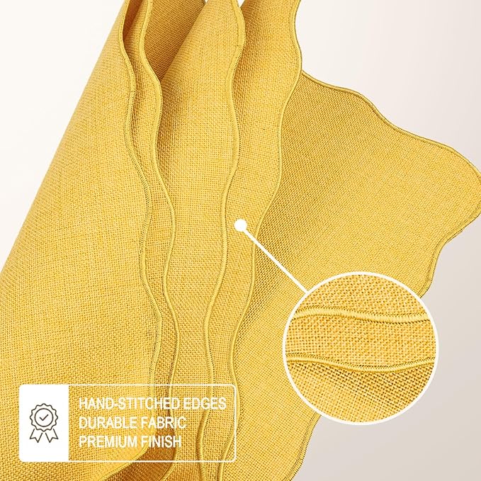 AHHFSMEI Faux Linen Placemats Set of 6 Heat Resistant Non-Slip Stain Proof Table Mats for Kitchen Dining Elegant Decor Place Mats (Yellow)