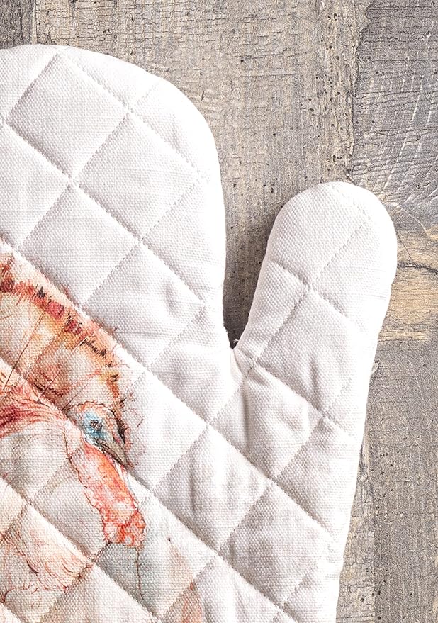 Maison d' Hermine Oven Gloves 100% Cotton Oven Mitt 7" x 13" with Loop Heat Resistant BBQ Cooking Gloves for Thanksgiving Christmas Decorations Baking Handling Hot Pans (Pack of 1, Giving Thanks)