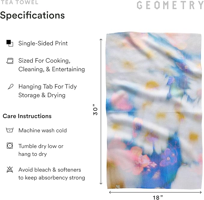 GEOMETRY Spring Kitchen Towels - Quick Dry Microfiber Cloth Spring & Summer Dish Towels for Kitchen Drying - Premium Quick Dry Towel - Soft Flora 18" x 30" (1 Pack)