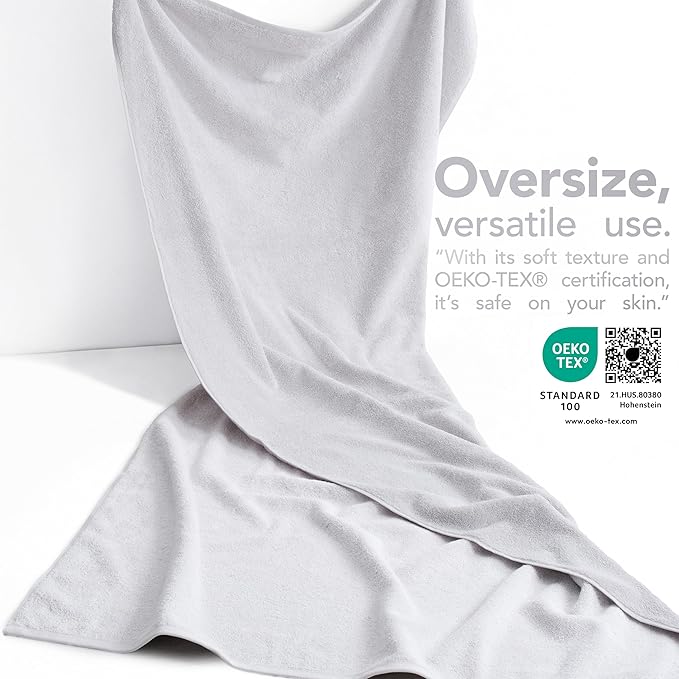 American Soft Linen 100% Cotton 600 GSM Turkish 40x80 Oversized Bath Towel Sheet, Extra Large Adult Towels for Bathroom, Silver Gray Bath Sheet