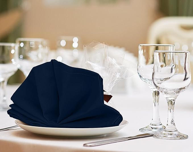 Utopia Kitchen Navy Blue Cloth Napkins [12 Pack, 18x18 Inch] Absorbent Cotton Blend Washable and Reusable for Dinner, Restaurant, Lunch, Wedding and Hotel