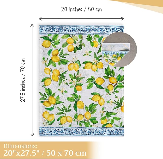 Maison d' Hermine Kitchen Towels Set of 3 100% Cotton 27.50" x 20" Reusable Cloth Tea Dish Towels Absorbent with Hanging Loop for Kitchen Gifts for Mothers Day Spring/Summer (Cedrat)