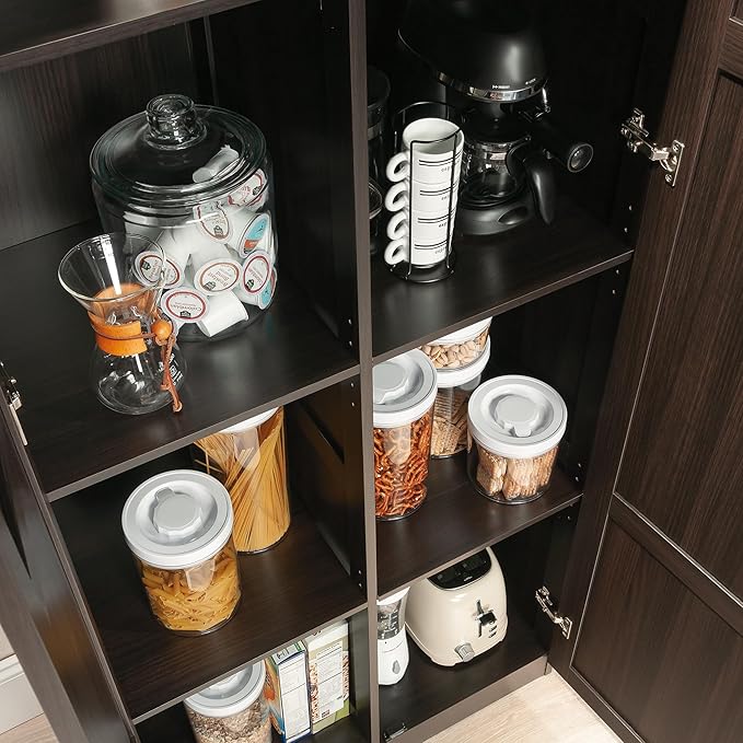 Sauder Storage Cabinet/ Pantry cabinets, 29.61 " x D: 16.02 " x H: 71.50", Cinnamon Cherry finish