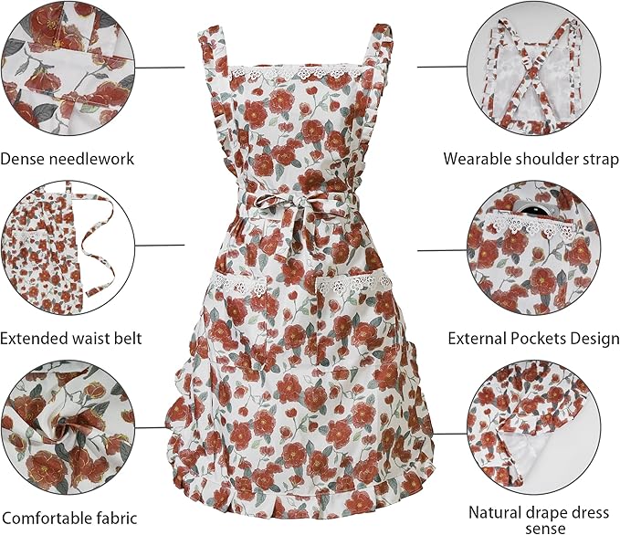 Funny Aprons for Women with Pockets, Kitchen Cooking Grilling Bbq Cute Chef Apron, Mothers Day Birthday Gifts for Women