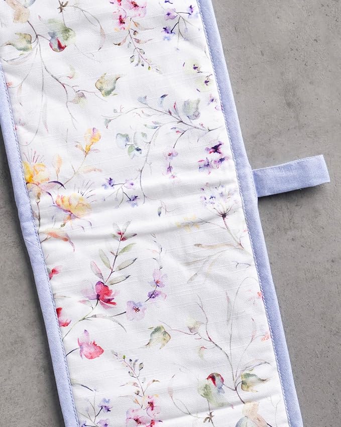 Maison d' Hermine Double Oven Mitts 100% Cotton 7"x35" Double Oven Mitt Heat Resistant BBQ Cooking Gloves with Loop Baking Grilling Gifts for Mothers Day Spring Summer (Summer Floral)