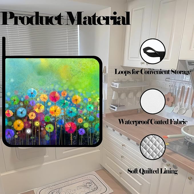 Pot Holders for Kitchen Heat Resistant Pot Holders,Abstract Floral Watercolor Painting Set of 2 Oven Hot Pads for Cooking Baking BBQ Gifts for Women Men