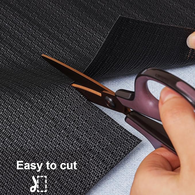 Myir JUN Placemats Set of 8, Vinyl Woven Placemats Place Mats Indoor Set of 8 Washable Table Mats Non-Slip Place mats for Dining Table (Black, Set of 8)