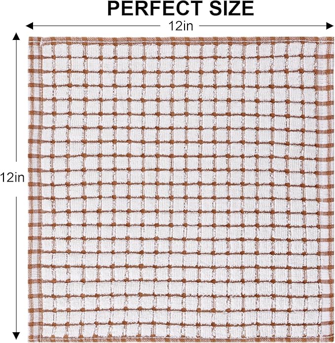 Kitinjoy Cotton 16 Pack Terry Kitchen Dish Cloths, 12 x 12 Inches Super Soft and Absorbent Dish Rags, Quick Drying Dish Towels for Washing Dishes, Mix Colour