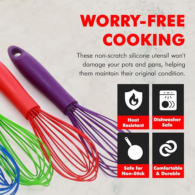 Chef Craft Premium Silicone Wire Cooking Whisk, 10.5 Inch, Purple