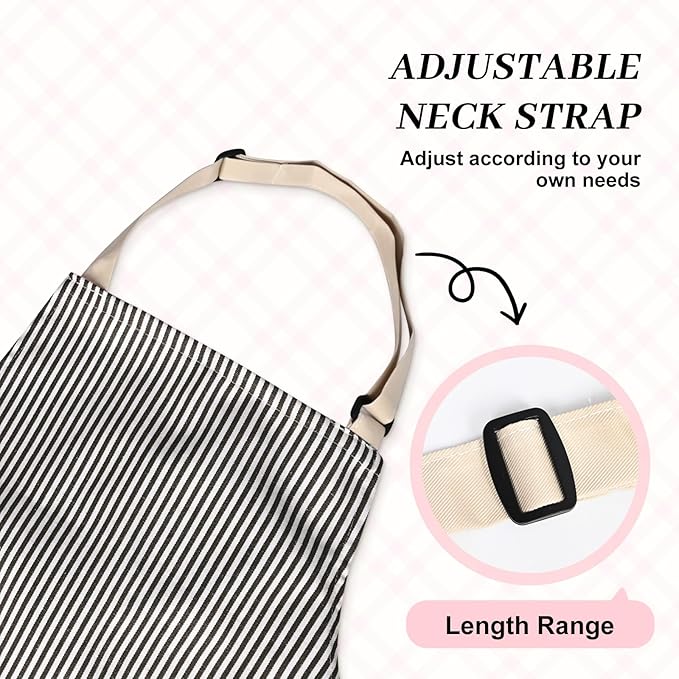 2Pack Adjustable Kitchen Apron for Women Men with 2 Pockets，Cotton-Polyester Blend Bib Aprons for Cooking,Baking