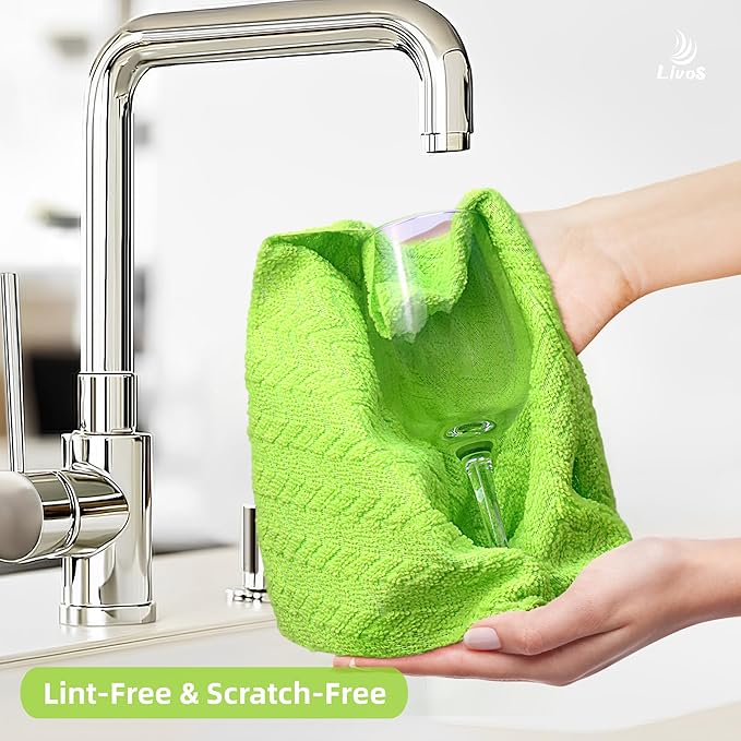 LIVOS Microfiber Cleaning Cloth Roll - 80 Pack, Reusable Paper Towels, Microfiber Towels for Cars, Super Absorbent Lint Free Cleaning Rags for House, Kitchen, Window-Wave Green, 11.5"x11.5"