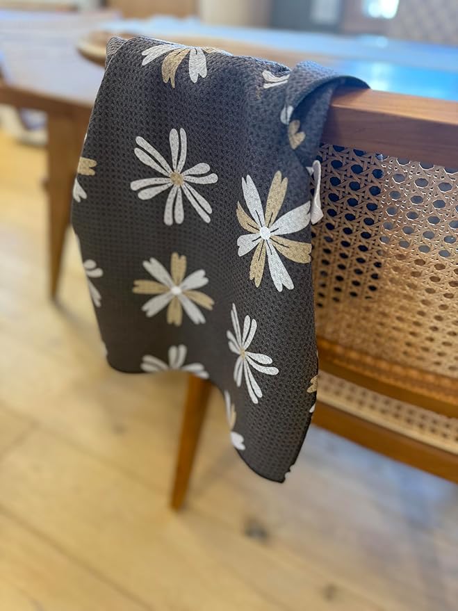 2 Pack || Double Sided|| Not Your Ordinary Kitchen Towels || Dish Towels || Quick Dry || Waffle Weave Microfiber || Designer Prints || Highly Absorbent || Hanging Hook (Multi-Checkered)