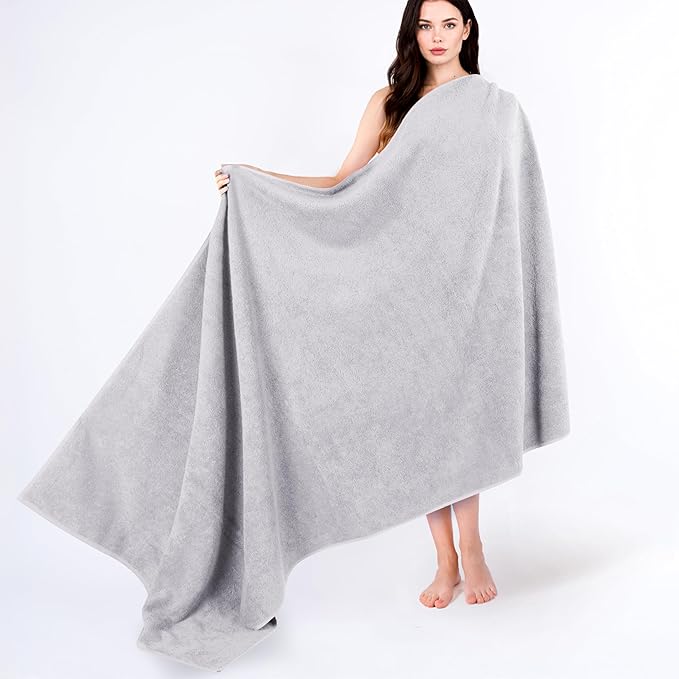 Cotton Paradise 100% Cotton 40x80 Oversized Bath Sheet, Extra Large Turkish Bath Towels for Bathroom, Silver Grey Bathsheet