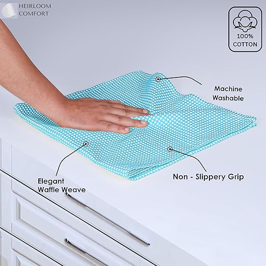 12 Pack Dual Tone Waffle Weave Dish Cloth, 12x12 Inches, 100% Cotton, Super Absorbent, Fast Dry, Durable Dishcloth Set, Soft Hand Towels, Cleaning, Machine Washable, Aqua Blue