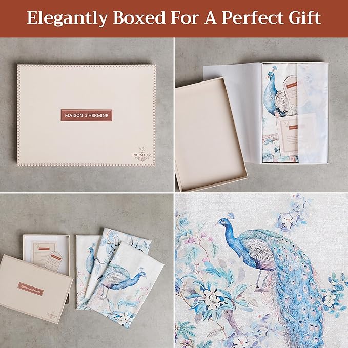 Maison d' Hermine Kitchen Towel 100% Combed Cotton Premium Set of 3 Kitchentowels Easter Tea Towels (20"x27.50") for Table Cleaning, Dining, Buffet Parties & Wedding Use - Peacock Utopia