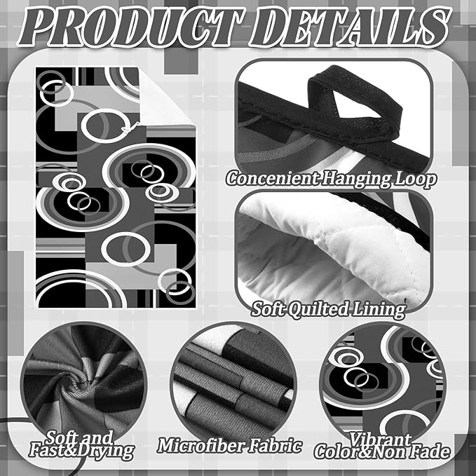 Jingmore 6 Pcs Kitchen Decor Set Accessorie Farmhouse Kitchen Towels Pot Holders Oven Mitts Set 2 Dish Towels 2 Pot Holders 2 Cooking Mittens Oven Glove for Cooking (Gray and Black,Geometric)