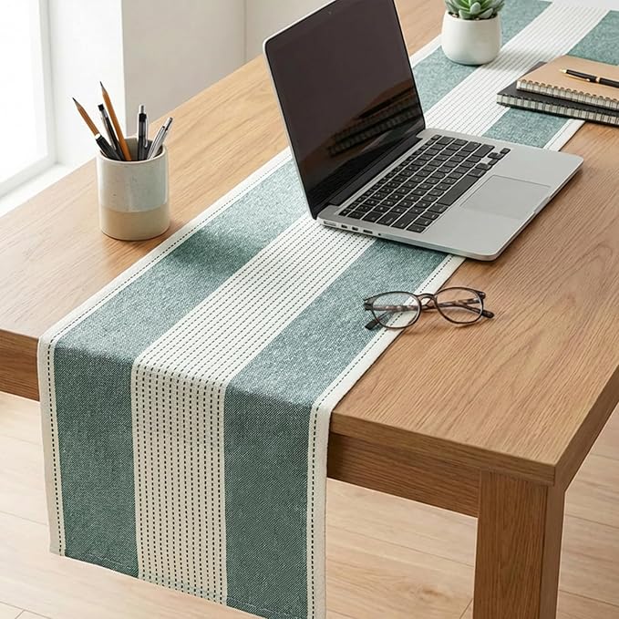 Artoid Mode Forest Green Farmhouse Rustic Table Runner, Seasonal Macrame Fabric Kitchen Dining Holiday Wedding Table Decor for Home Party 13x72 Inch