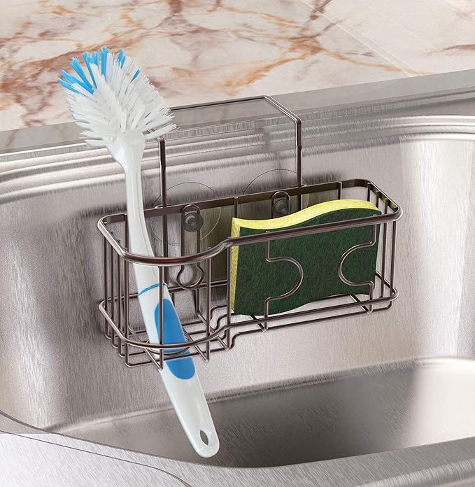 Simple Houseware Kitchen Sink Caddy Organizer for Brush Sponge Holder, Bronze