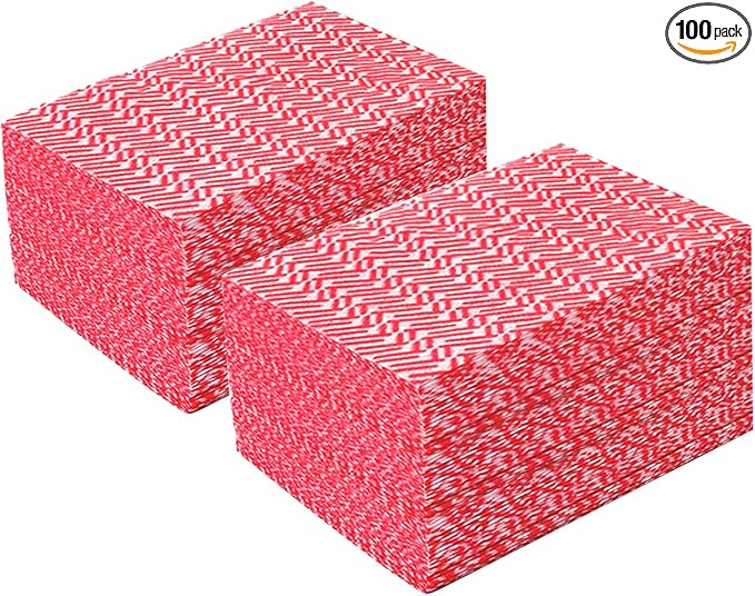 JEBBLAS Reusable Handi Wipes Disposable Cleaning Towels and Dish Cloths, 100 Count/Pack, Red