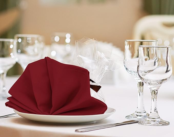 Utopia Kitchen Red Cloth Napkins [12 Pack, 18x18 Inch] Absorbent Cotton Blend Washable and Reusable for Dinner, Restaurant, Lunch, Wedding and Hotel