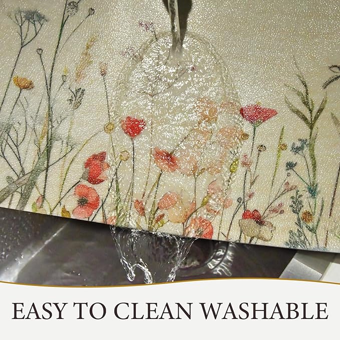 Vinyl Placemats Set of 6-12x17 Inch - Heat Resistant Washable Place Mats Waterproof Non-Slip Wipeable Table Mats for Dining Table Decor, Spring Outdoor Plastic Placemat