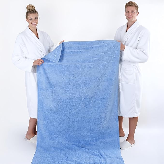 American Soft Linen 35x70 Jumbo Large Bath Towel, 600 GSM 100% Cotton Turkish Bath Sheet, Oversized Luxury Bath Towel for Bathroom Beach and Pool, Sky Blue