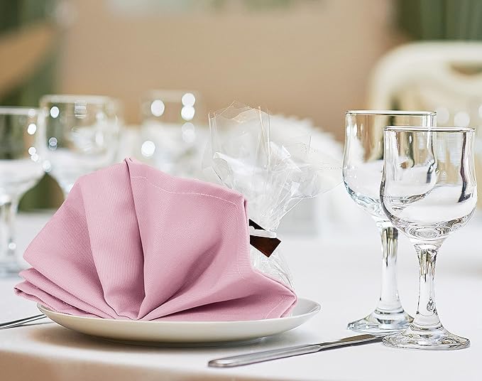 Utopia Kitchen Pink Cloth Napkins [12 Pack, 18x18 Inch] Absorbent Cotton Blend Washable and Reusable for Dinner, Restaurant, Lunch, Wedding and Hotel