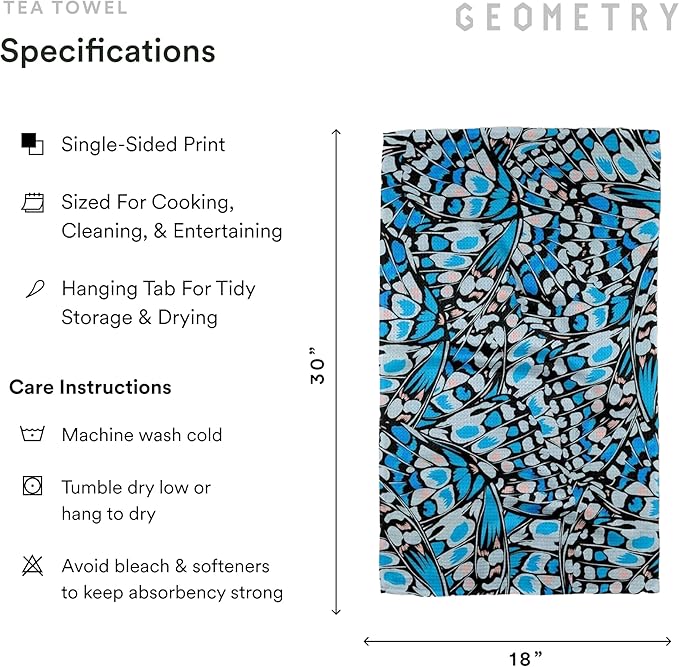 GEOMETRY Spring Kitchen Towels - Quick Dry Microfiber Cloth Spring & Summer Dish Towels for Kitchen Drying - Premium Quick Dry Towel - Flutter Bloom, 18" x 30" - 2-Pack
