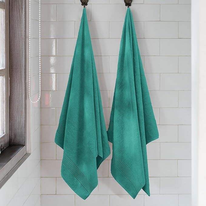 Mocassi Luxury 100% Turkish Cotton 2-Pack Bath Towel Set- Ultra Soft, Quick Dry Highly Absorbent 27 x 54 inch Premium Spa Hotel Quality 2PC Bath Towels - Luxurious Soft Bathroom Towels, Turquoise