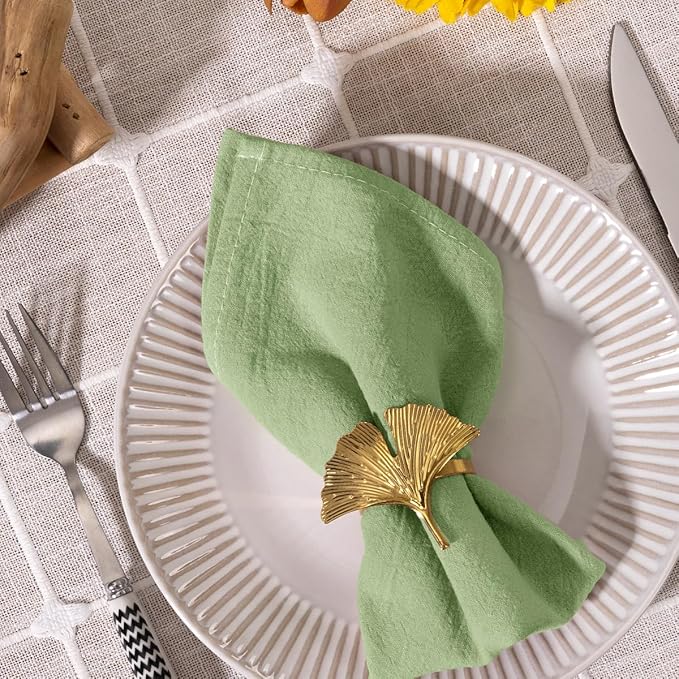 MLMC 4 Pack Sage Green Cloth Napkins Rustic Washable Cotton Linen Napkins Set of 4 17"x17" Reusable Dinner Napkins Cloth for Wedding Bridal Shower Party Table Decor