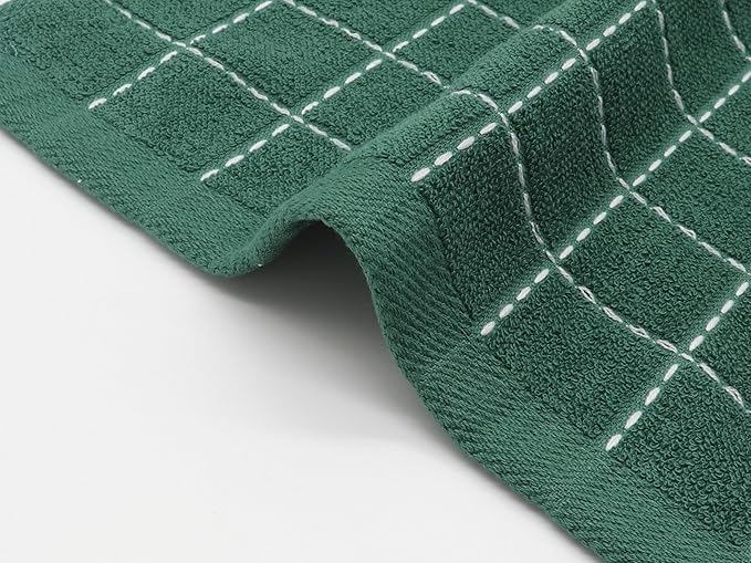 Cotton Terry Dish Cloths, Absorbent Dish Towels for Kitchen Drying, Soft Wash Cloths Multipurpose Dish Rags for Washing Dishes, 12 x 12 Inches, Set of 6 (Dark Green)