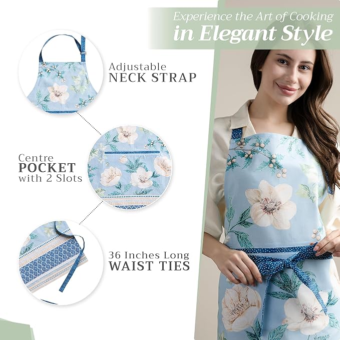 Maison d' Hermine 100% Cotton Apron for women with Pocket Kitchen Chef Apron for Men Cooking Mothers Day Gifts