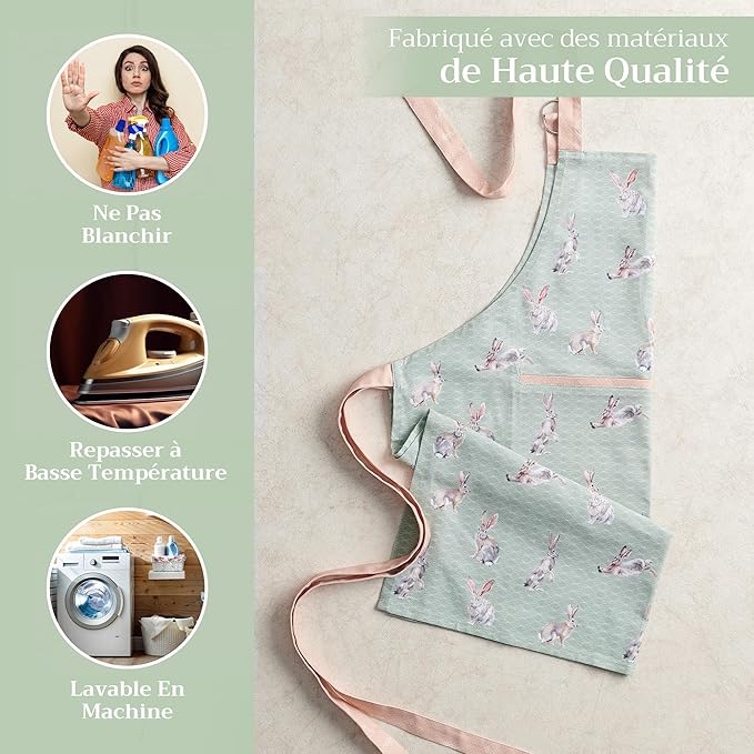 Maison d' Hermine 100% Cotton Apron for women with Pocket Kitchen Chef Apron for Men Cooking Mothers Day Gifts